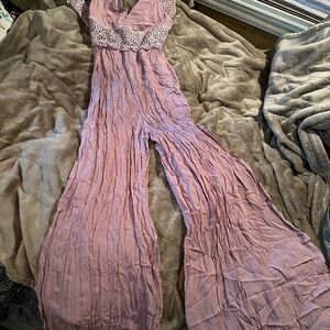 Lavender Lace Trim Jumpsuit